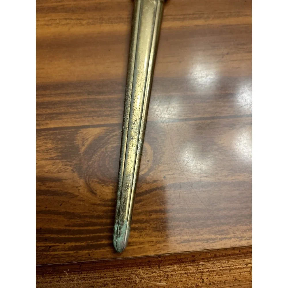 Gold Blue Flower‎ Vanity Hair Brush Vintage